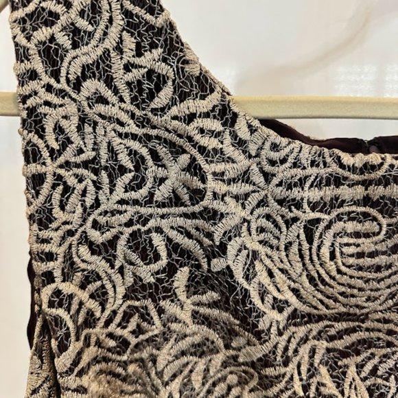 Anne Klein Sheath Dress 22W Gold Lace Overlay - Picture 4 of 5